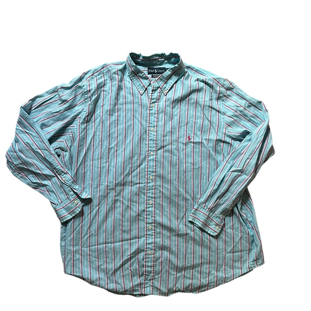 Polo Ralph Lauren Shirt Men's 2XB Tiffany Blue Red Plaid Long Sleeve Easter NICE
